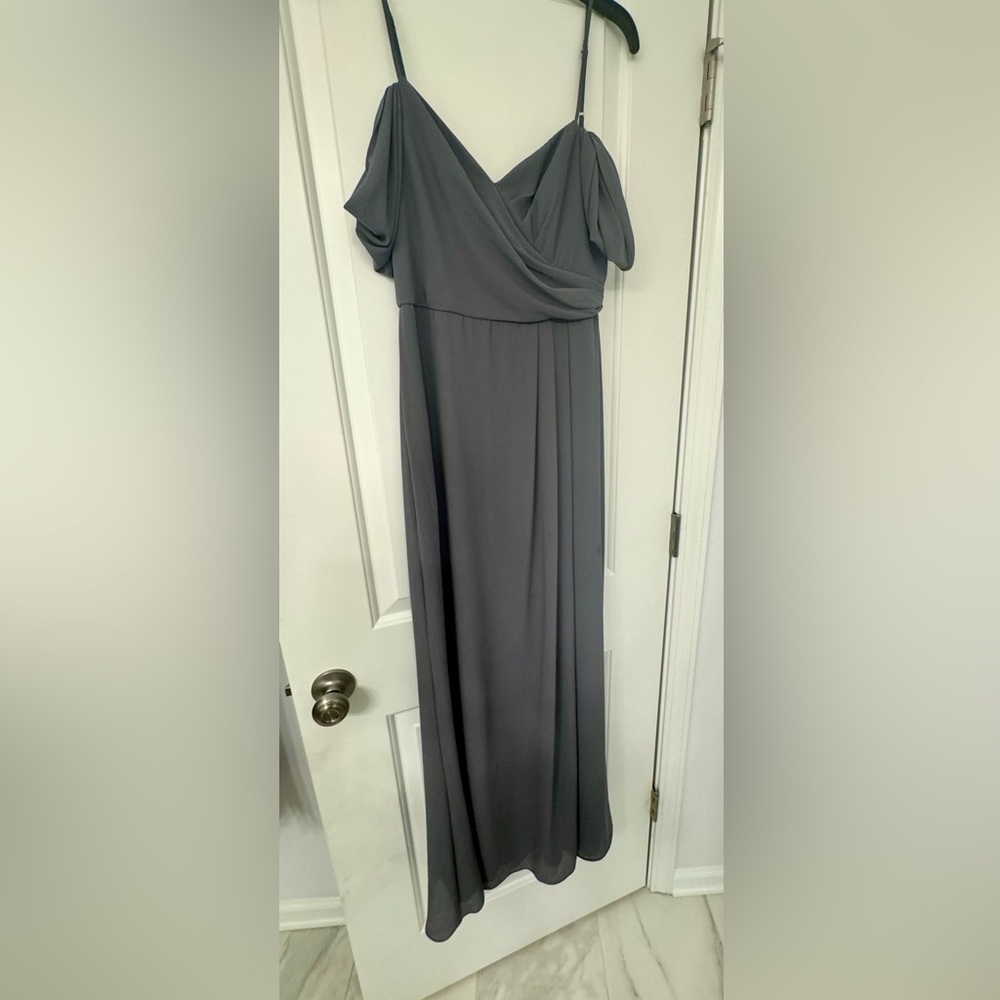 Davids bridal gray chiffon dress